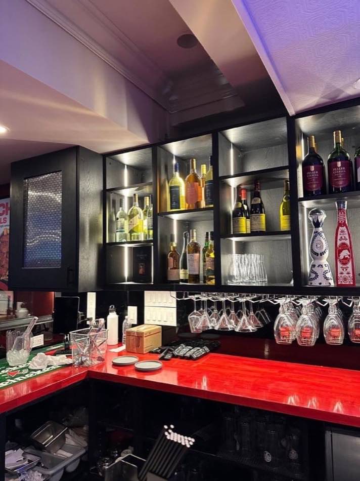 Bar seating and feature lighting