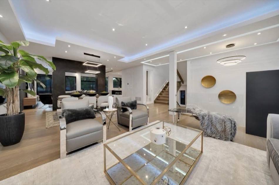 Open-concept luxury living room in a custom Toronto home